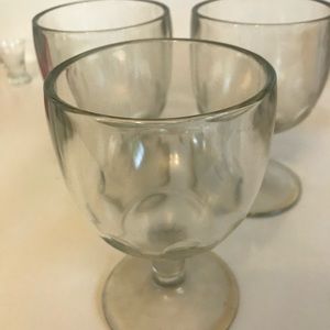 Vintage Retro Bartlett Collins Thumbprint Goblets. Clear Glass. Set of 3.  16 oz